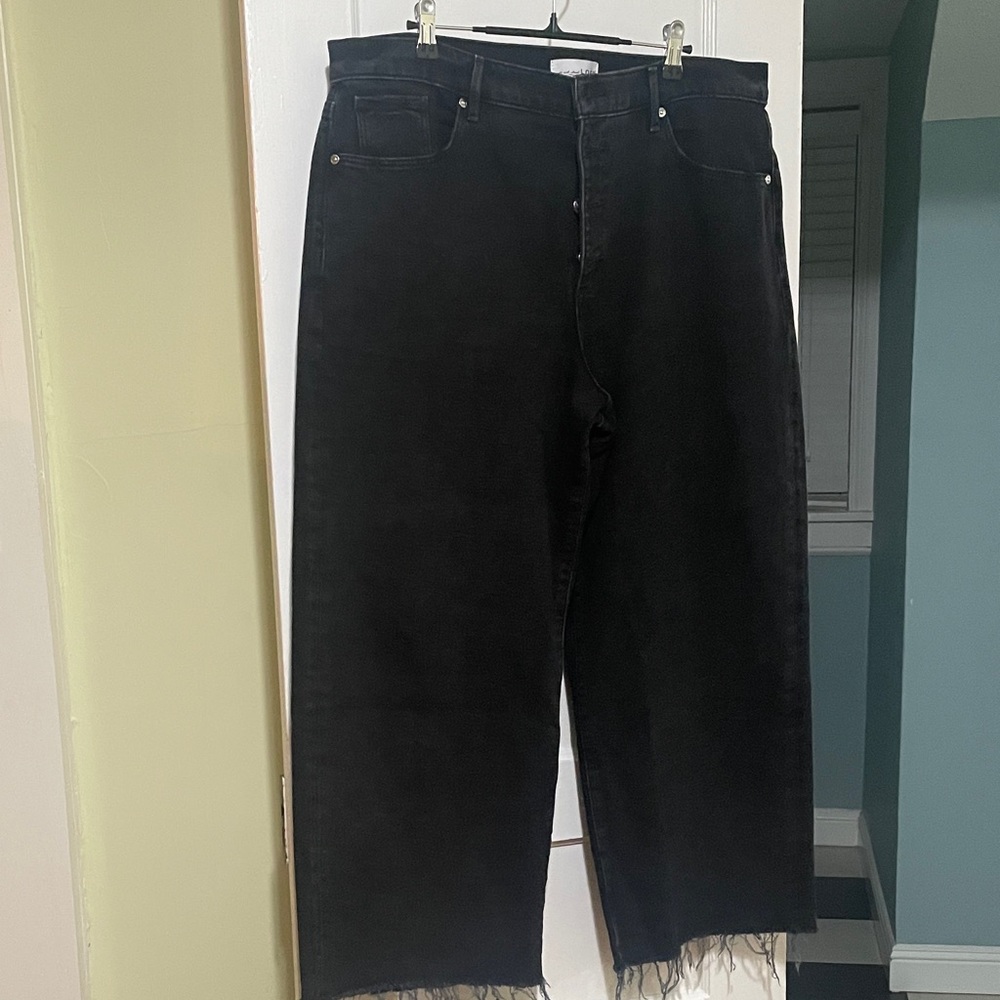 LOFT women’s high rise wide leg Relaxed Black Jeans